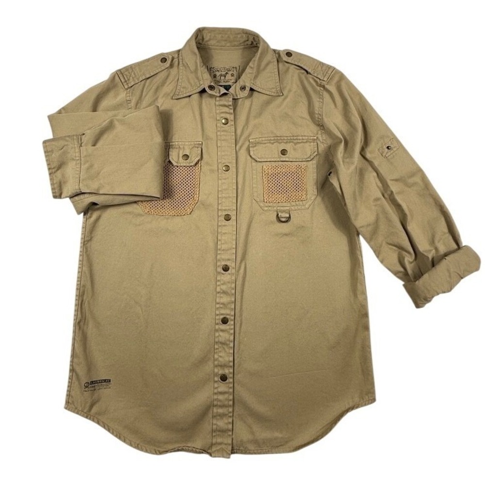 Lauren Ralph Lauren Safari Outfitters Khaki Cotton Utility Shirt Womens Small - Picture 3 of 7
